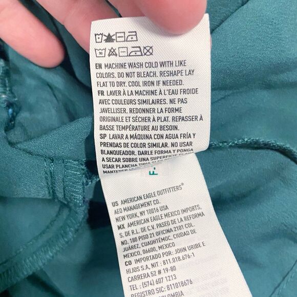 American Eagle Blue Smocked Plaid Babydoll Mini Dress Women’s Large Academia - Picture 10 of 12